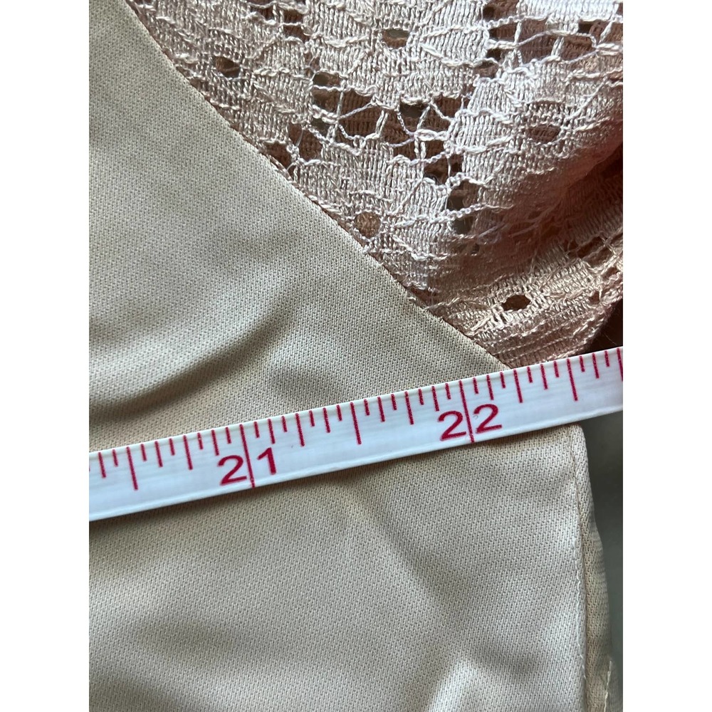 WOMEN'S SEXY ROUND TIE NECK LACE SLEEVES LOOSE BLOUSE COLOR PINK NWOT Size L - Picture 6 of 8